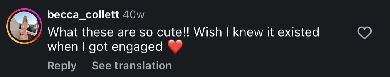 Instagram comment saying the couple is cute