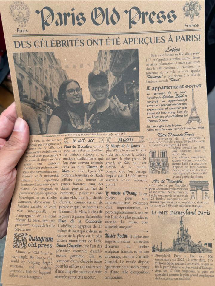 Paris Old Press newspaper with a printed street photo